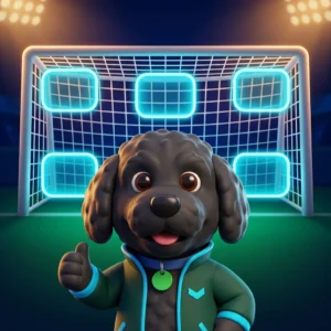 Sum Strike-ikon: Bobby foran et fodboldmål med fem lysende felter
